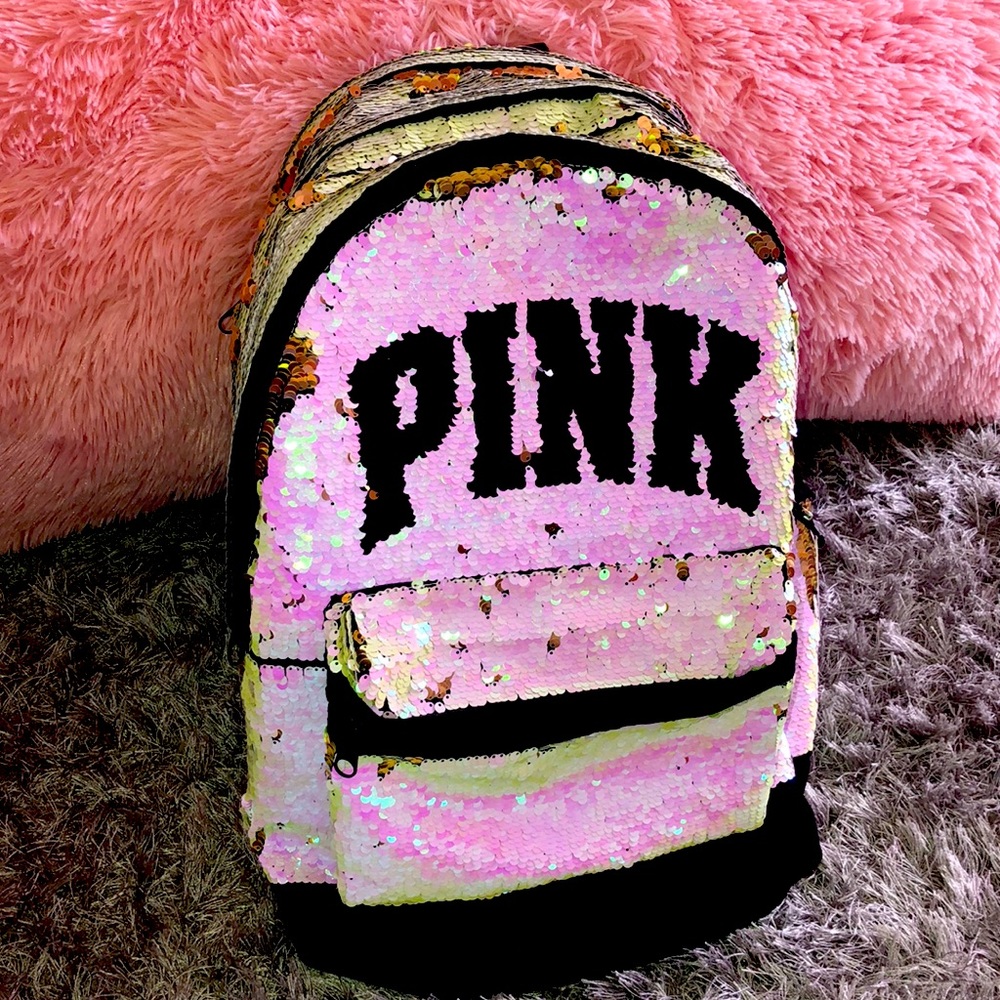Last Nwt VS Pink Sequin Bling backpack